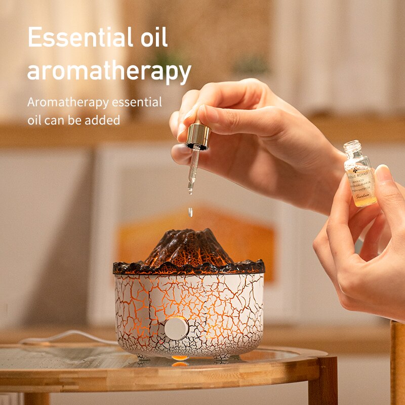 "Volcano Serenity: Aromatherapy Humidifier & Diffuser with Soothing LED Light - Elevate Your Space with Mindful Living"