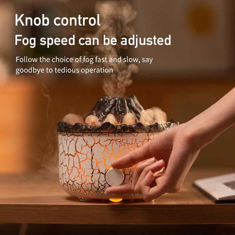 "Volcano Serenity: Aromatherapy Humidifier & Diffuser with Soothing LED Light - Elevate Your Space with Mindful Living"