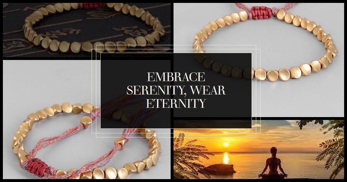 "Embrace Serenity, Wear Eternity: Experience the Spiritual Connection of our Handmade Tibetan Buddhist Braided Copper Beads Lucky Rope Bracelet"